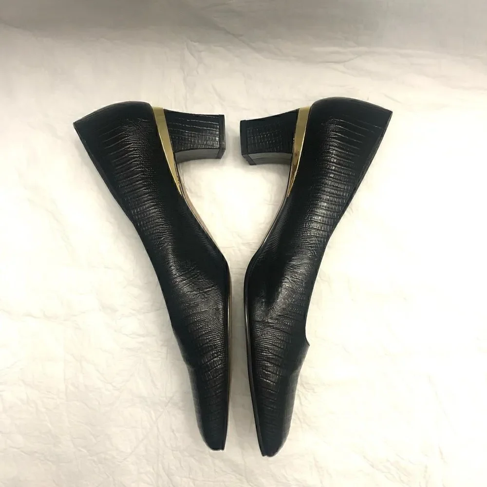 J.Renee womens black patent crock pattern shoes size 11M
